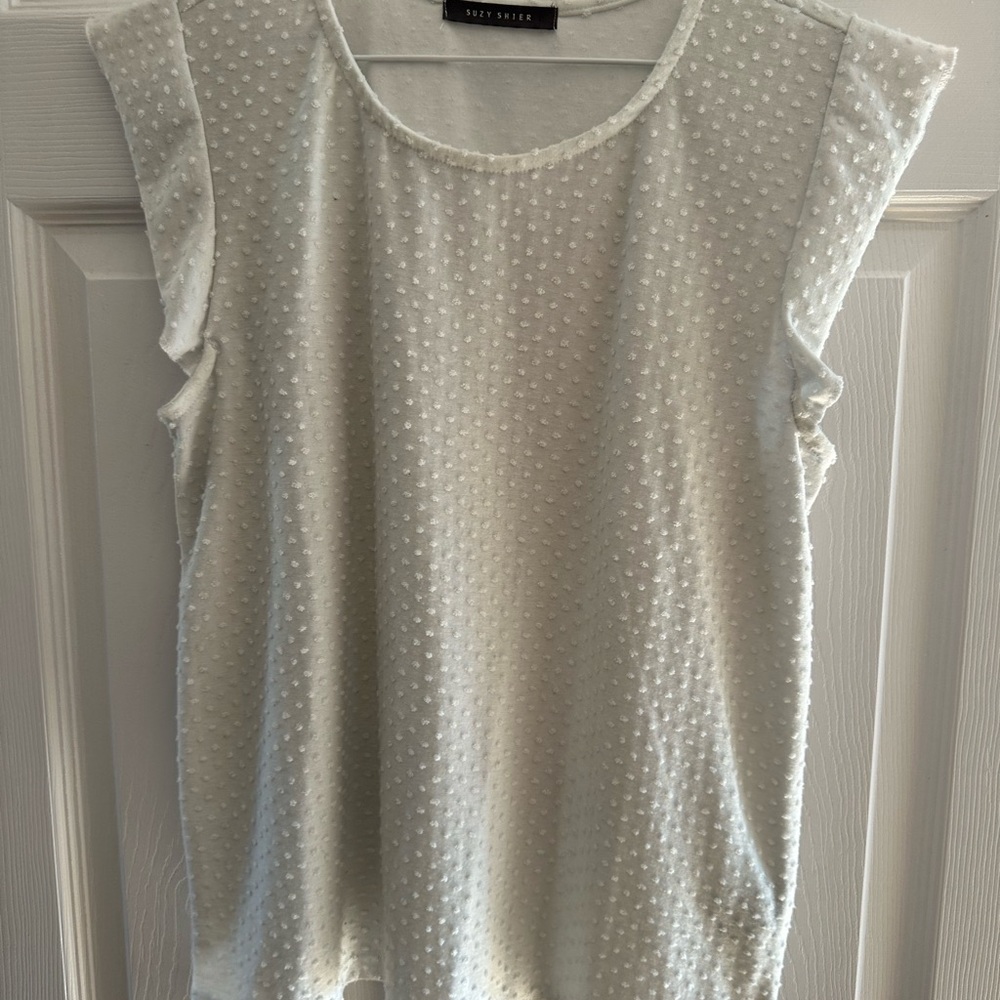 Suzy Shier Textured Cream Blouse